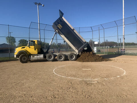 dumping hoosier mix on the field